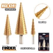 Σετ τρυπάνια κωνικά κλιμακωτά – 3pcs – 4-20/4-32/4-12mm – Finder – 196657