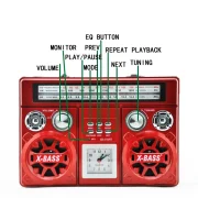 Επαναφορτιζόμενο ραδιόφωνο – XB373BT – Waxiba – 003736 – Red
