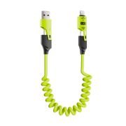 Καλώδιο φόρτισης & data σπιράλ – 4in1 – Fast Charge – X204 – 27-65W – 102048 – Green