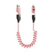 Καλώδιο φόρτισης & data σπιράλ – 4in1 – Fast Charge – X204 – 27-65W – 102048 – Pink