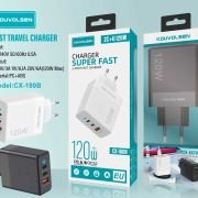 Αντάπτορας φόρτισης Fast Charge με 3 θύρες USB-A & Type-C – 120W – CX-180B – 271801 – White