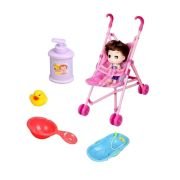 Κούκλα με σετ μπάνιου και καροτσάκι – 669-702C – 215564