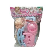 Κούκλα μωρό με κρεβατάκι και αξεσουάρ φροντίδας – K007-33 – 345362