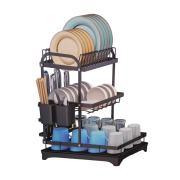 Πιατοθήκη αποστράγγισης τριώροφη – 7501-3 – 521407 – Black