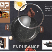 Ρηχή κατσαρόλα αντικολλητική με καπάκι – 2.7L – CA005-BS24-Black – DSP – 563950