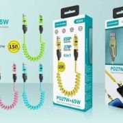 Καλώδιο φόρτισης & data σπιράλ – 4in1 – Fast Charge – X204 – 27-65W – 102048 – Pink