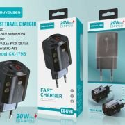 Αντάπτορας φόρτισης Fast Charge με 2 θύρες USB-A & Type-C – 20W – CX-179B – 271795