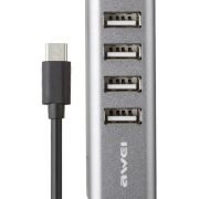 Αντάπτορας USB 2.0 Hub με 4 θύρες – Type-C – CL-122T – AWEI – 888070