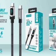 Καλώδιο φόρτισης & data με ψηφιακή οθόνη – USB Type-C σε Type-C – Super Fast Charge – X163 – 65W – 901639