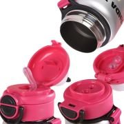 Παιδικό παγούρι-θερμός Panda με καλαμάκι – 500ml – 722344 – Fuchsia/Silver