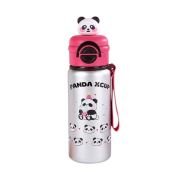 Παιδικό παγούρι-θερμός Panda με καλαμάκι – 500ml – 722344 – Fuchsia/Silver
