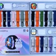 Σετ Smartwatch με ασύρματα ακουστικά Bluetooth & 7 λουράκια – S3000 Pro – 814086 – Orange