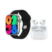 Σετ Smartwatch με ασύρματα ακουστικά Bluetooth & 7 λουράκια – KW55 MAX – 750360 – Silver