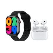 Σετ Smartwatch με ασύρματα ακουστικά Bluetooth & 7 λουράκια – KW55 MAX – 750360 – Black