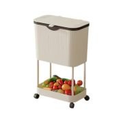 Τροχήλατη ραφιέρα κουζίνας διώροφη με κάδο – YH9811-2 – 282289