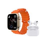 Σετ Smartwatch με ασύρματα ακουστικά Bluetooth & 7 λουράκια – T2000 UItra – 814130 – Gold