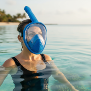 Μάσκα θαλάσσης Full Face με αναπνευστήρα – F-117A – 127122 – Pink