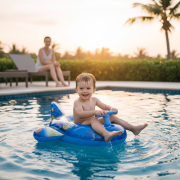 Παιδικό φουσκωτό σωσίβιο με τιμόνι και κάθισμα – 155006