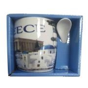 Σετ κεραμική κούπα Souvenir με κουτάλι – Greece – 241130