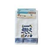 Πετσέτα ποτηρόπανο Souvenir με κέντημα – Σετ 12pcs – Chalkidiki – 416310